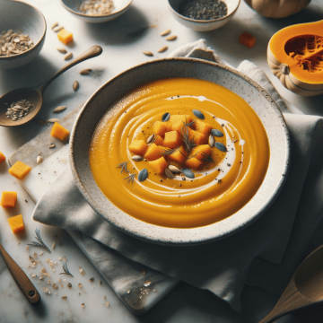 Simple butternut squash soup, ready to serve