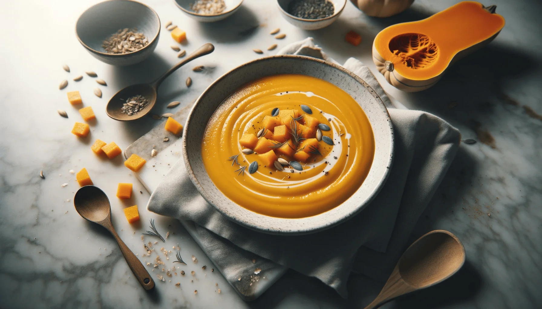 My simple butternut squash soup, ready to serve!