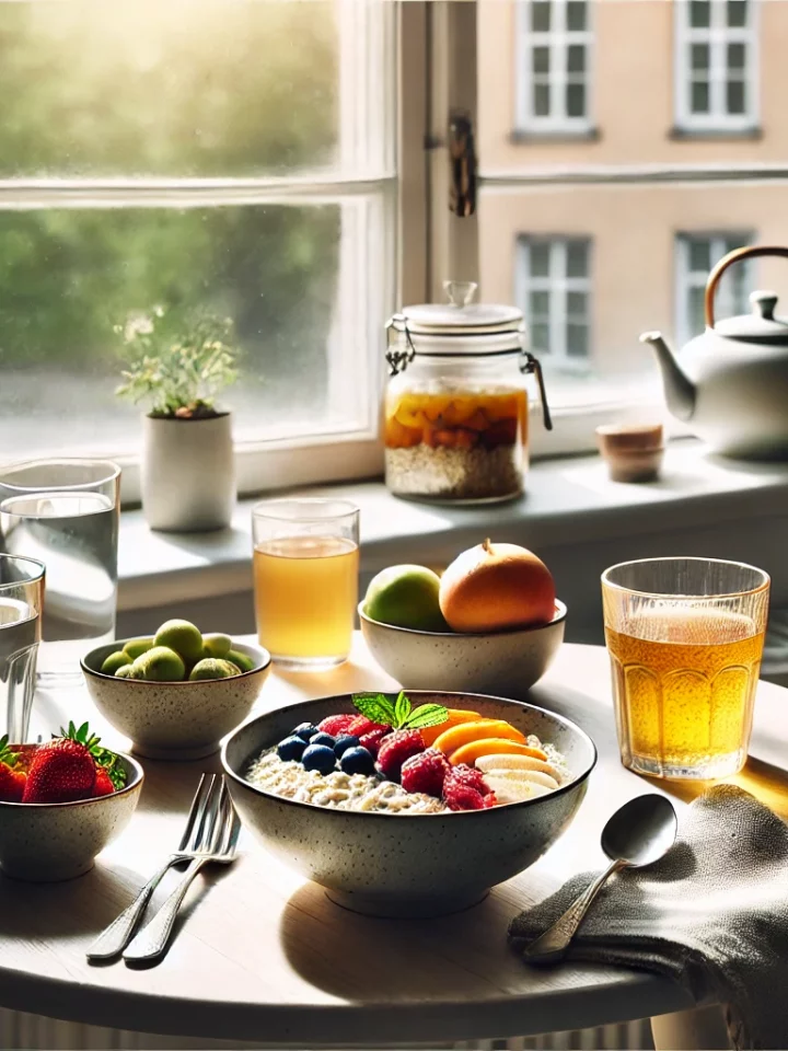 A bright and inviting morning breakfast table